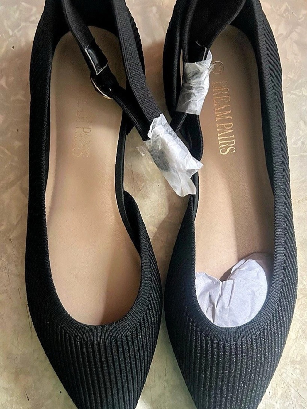 Dream Pairs SDFA2351W Pointed Toe Ankle Strap Heels Black US 7.5